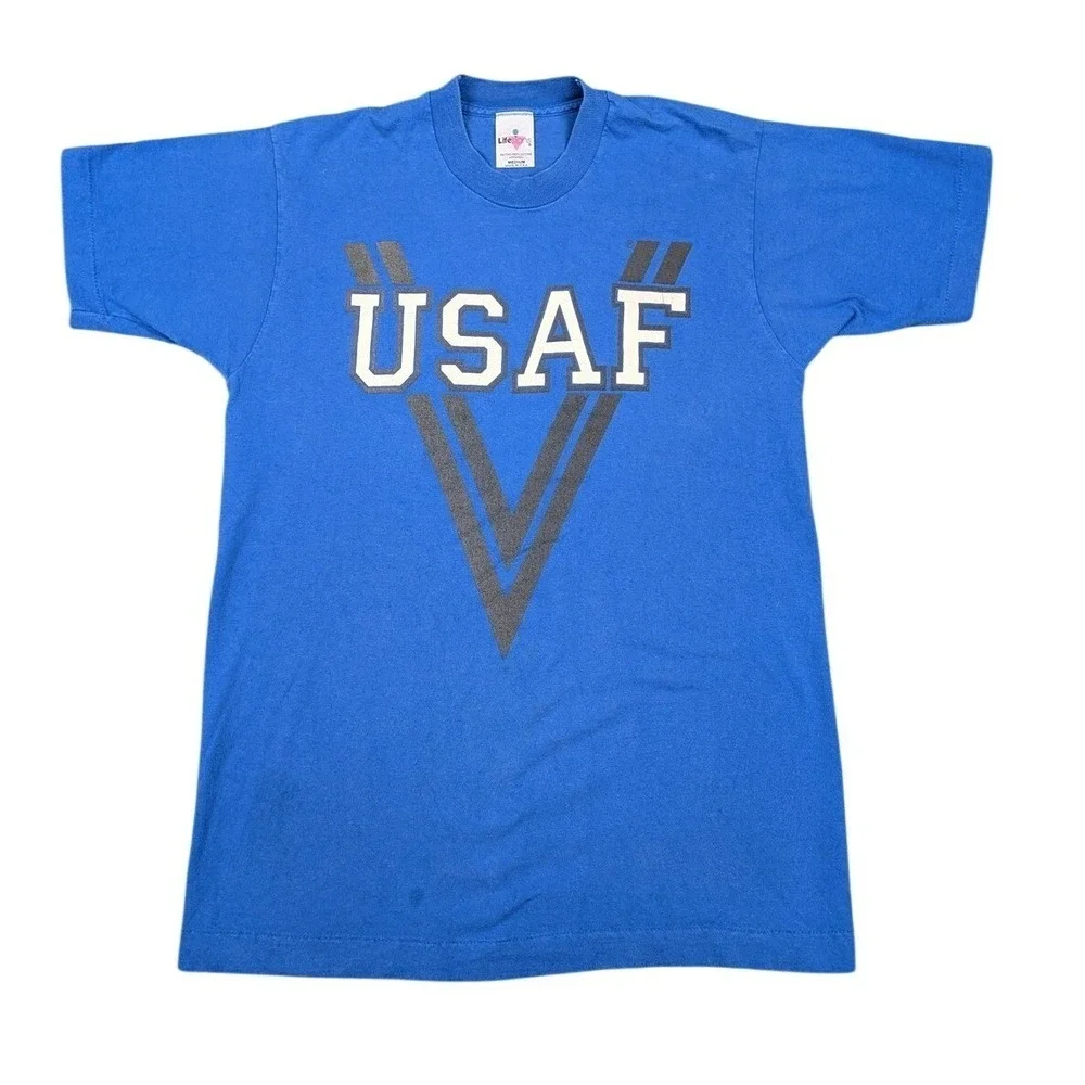 VTG USAF Shirt Mens‎ Medium Blue Air Force Reflective Single Stitch USA Military